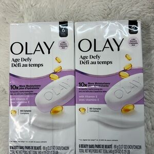 Lot Of 2 OLAY Age Defy Beauty Bar Soap 6 Pack 10X Moisturizers Vitamin E 3.17oz